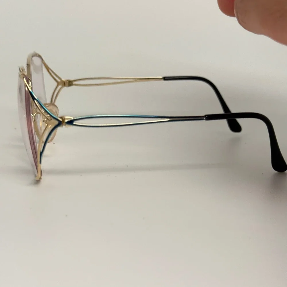 US Optical Andrea Navy Eyeglasses Gold Blue Butterfly Frame  55-15-130 23985